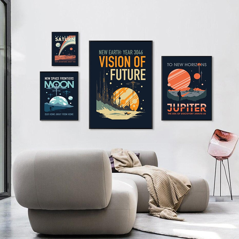 Planet Canvas Oil Paintings in a Living Room