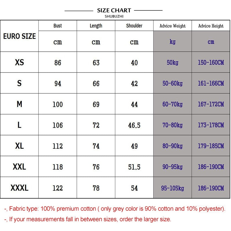 Starfleet Academy T-Shirt Size chart
