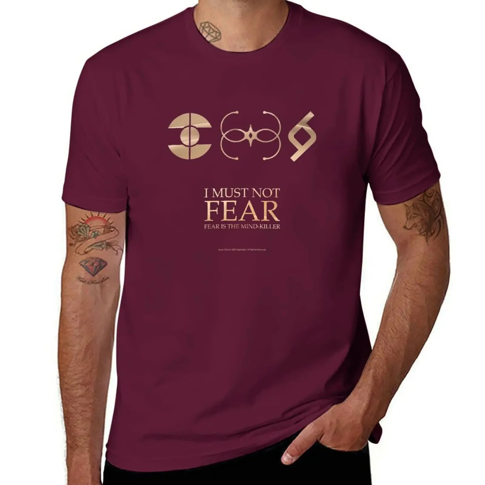 Maroon Mentat, Bene Gesserit and Fremen Crests T-Shirt