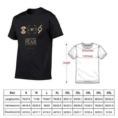 Mentat, Bene Gesserit and Fremen Crests T-Shirt Size Chart