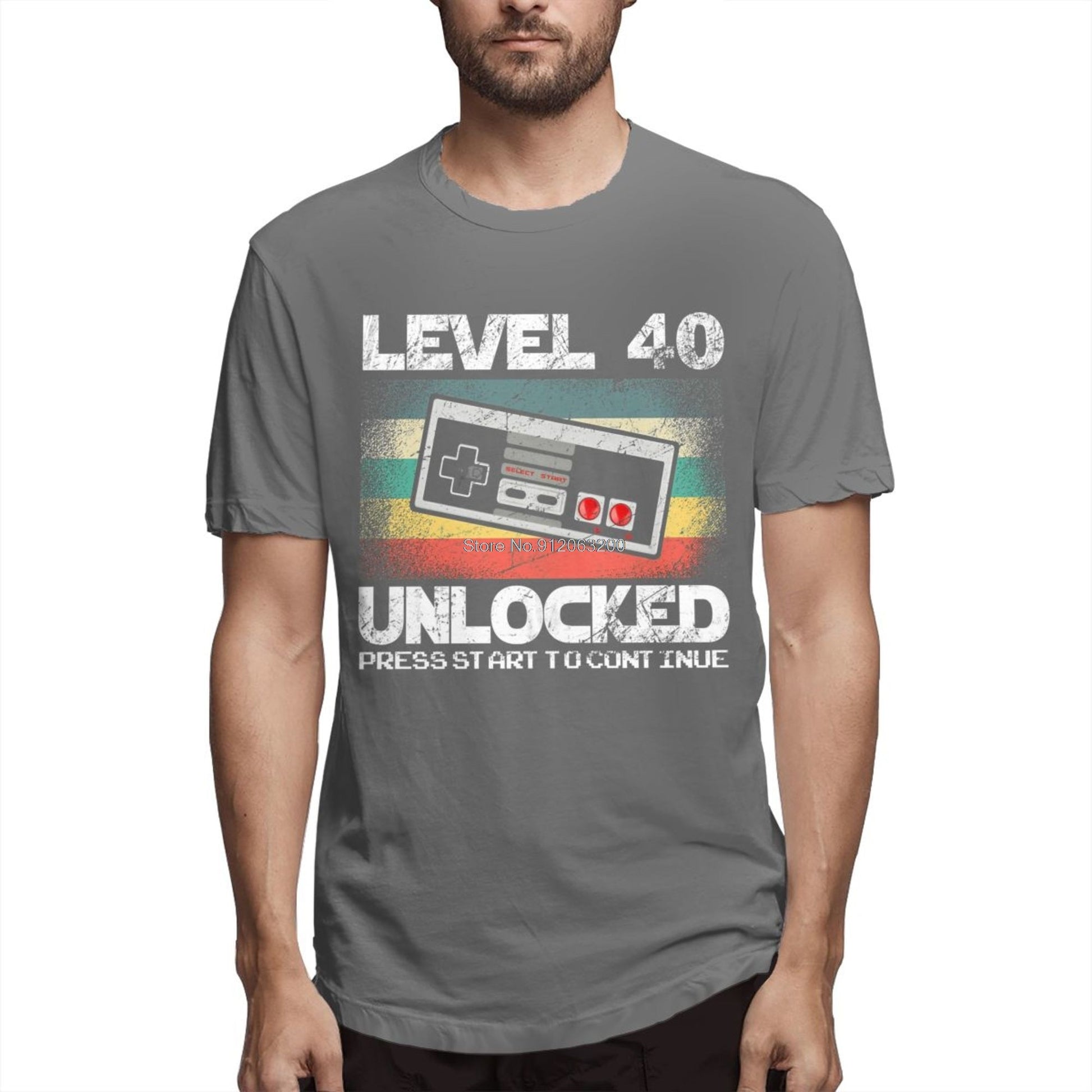 Dark Grey "Level 40 Unlocked" Gamer T-Shirt
