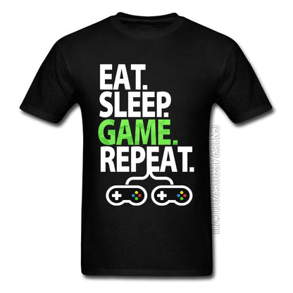 Black Eat, Sleep, Game, Repeat Gamer T-Shirt