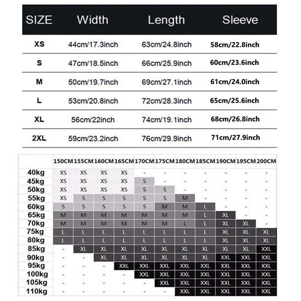 Coffee Code T-Shirt Size Chart