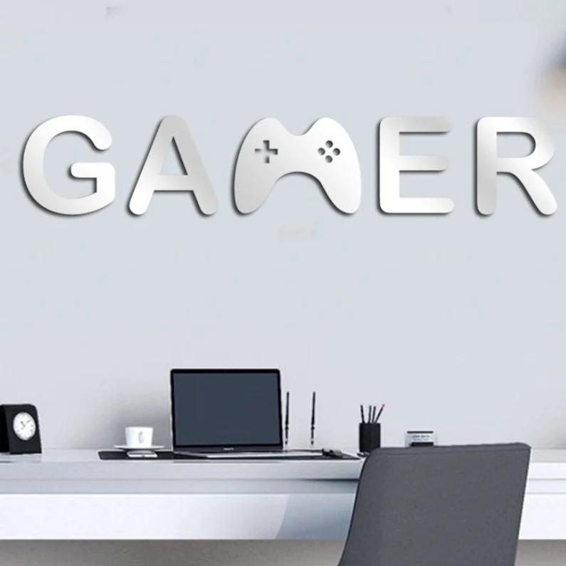 Silver Acrylic Mirror Gamer Wall Decal