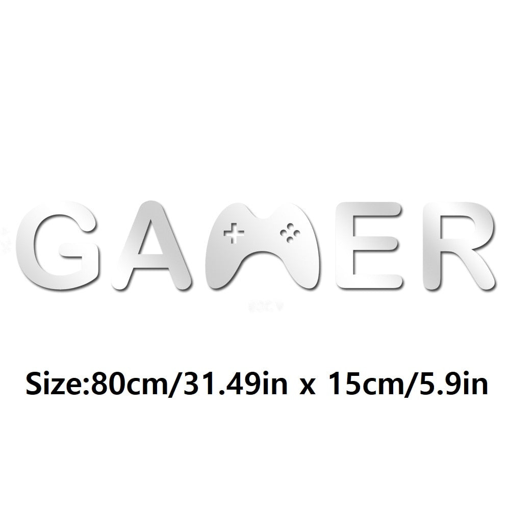 Silver Acrylic Mirror Gamer Wall Decal
