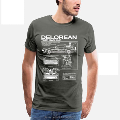 Dark Grey Time-TravelingDelorean T-Shirt