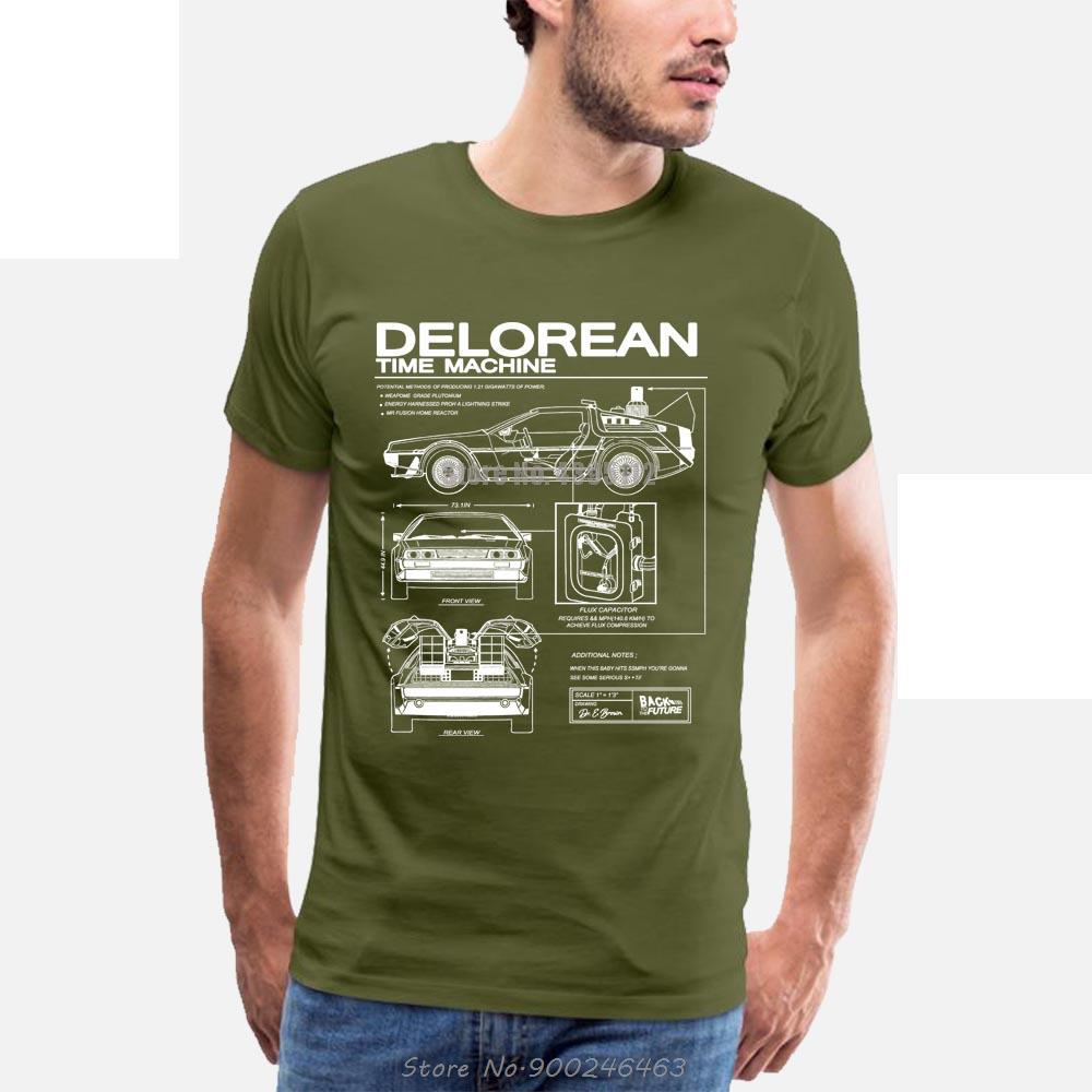 Army Green Time-Traveling Delorean T-Shirt